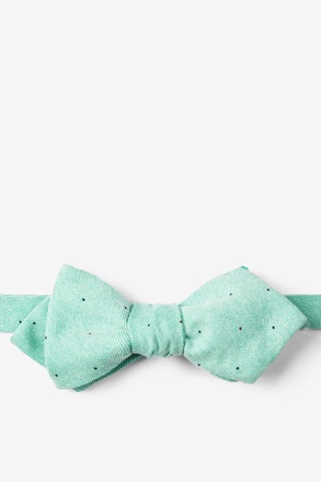 _Celadon Warner Cotton Polka Dots Diamond Tip Bow Tie_