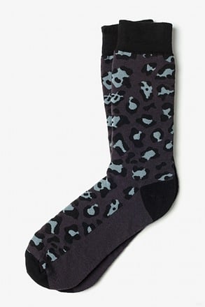 Leopard Print Charcoal Sock