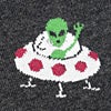Charcoal Carded Cotton We Come in Peace Medium-Large Sock