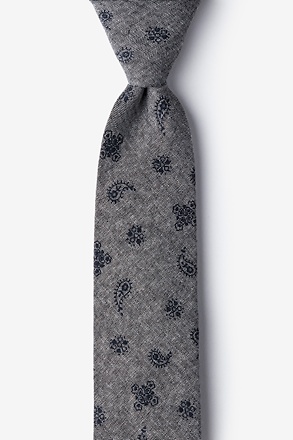 _Charcoal Hunter Paisley Skinny Tie_