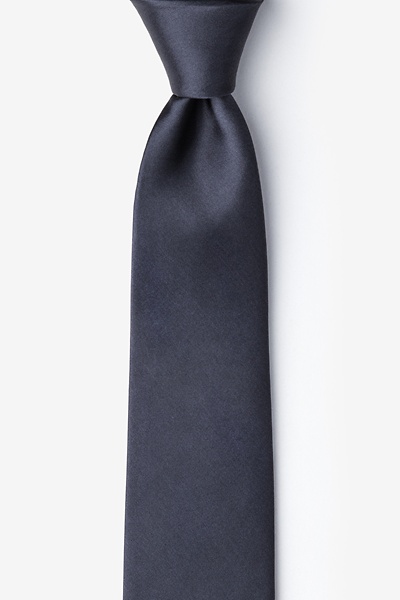 【13MONTH】Classic Slim Necktie (CHARCOAL) charcoal-silk-charcoal-skinny-