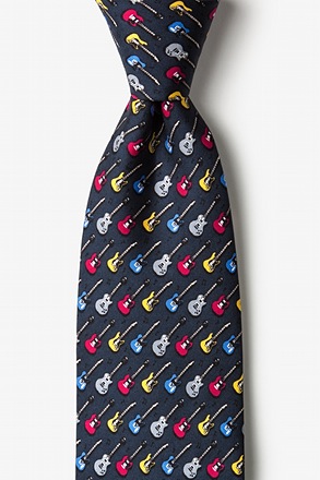 Guitar God Charcoal Extra Long Tie