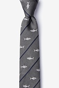 Shark Infested Waters Charcoal Skinny Tie Photo (0)