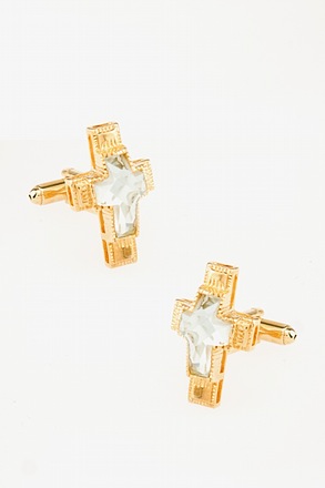 Bejeweled Cross Clear Cufflinks