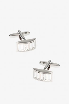_Bejeweled Rounded Bar Clear Cufflinks_