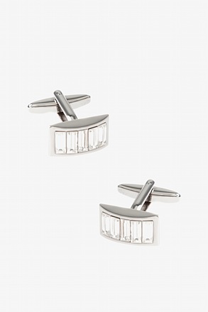 _Bejeweled Rounded Bar Clear Cufflinks_