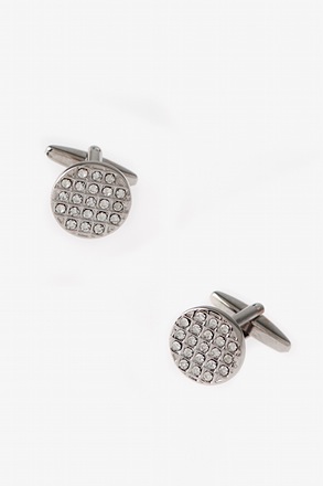 _Round Bling Clear Cufflinks_