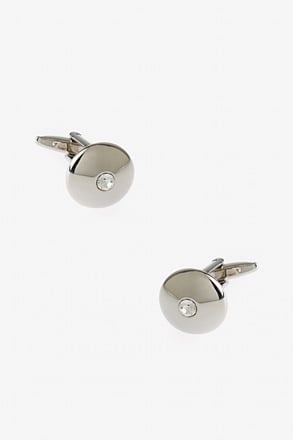 Solid Round Bling Clear Cufflinks