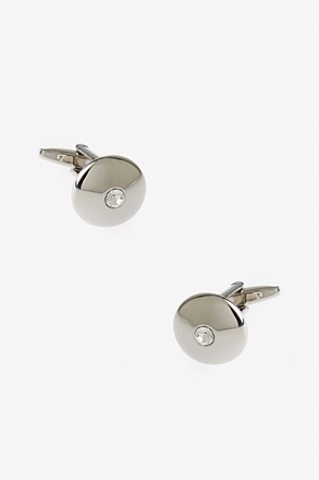 Solid Round Bling Clear Cufflinks