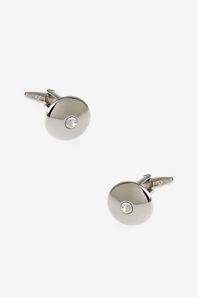 Clear Metal Solid Round Bling Cufflinks | Ties.com