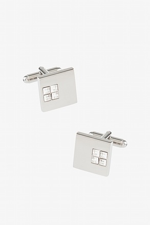 Solid Studded Square Clear Cufflinks