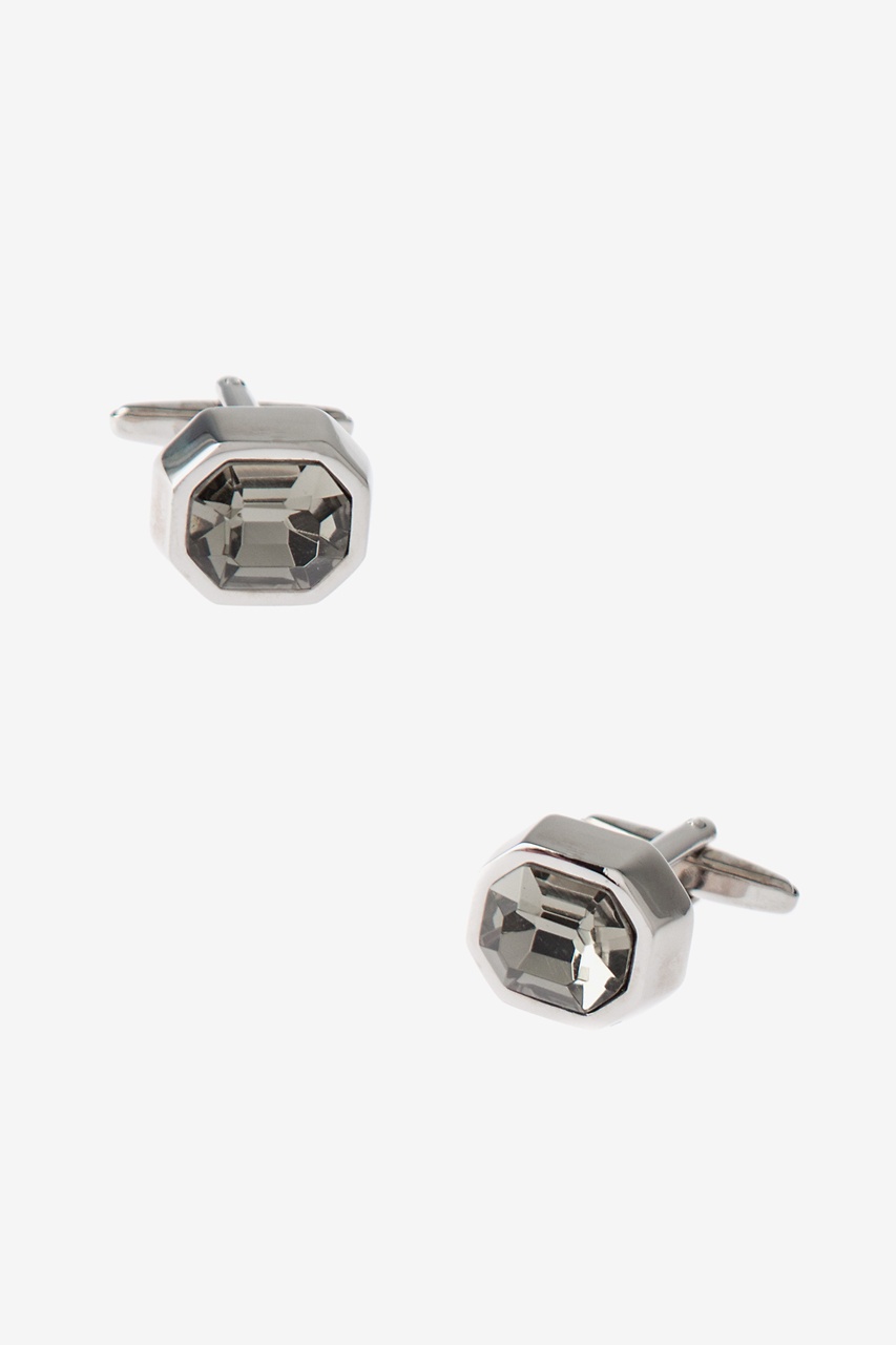 Thick Bejeweled Octagon Clear Cufflinks Photo (0)