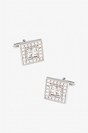 Framed Four Clear Silver Cufflinks