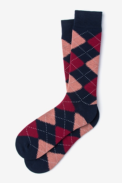 Coral Carded Cotton Argyle Assassin Sock | Ties.com