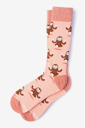Don't Hurry Be Happy - Sloths Coral Sock
