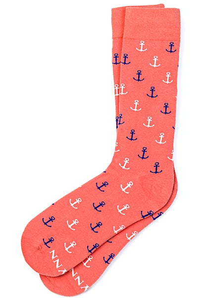 Coral Carded Cotton Mini Anchors Medium-Large Sock