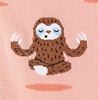 Coral Carded Cotton Sloth Yoga Small-Medium Sock