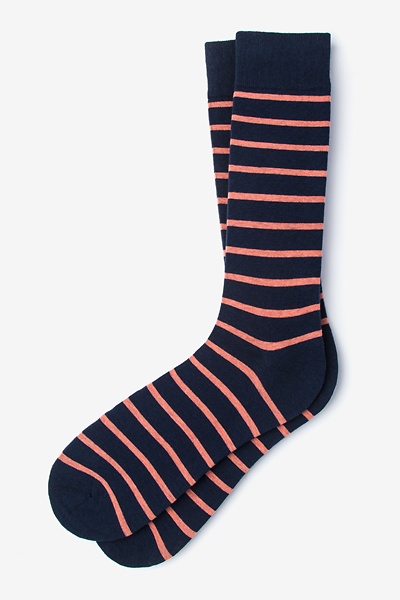 Coral Carded Cotton Virtuoso Stripe Medium-Large Sock