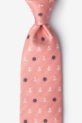 Anchors & Ships Wheels Coral Extra Long Tie Photo (0)