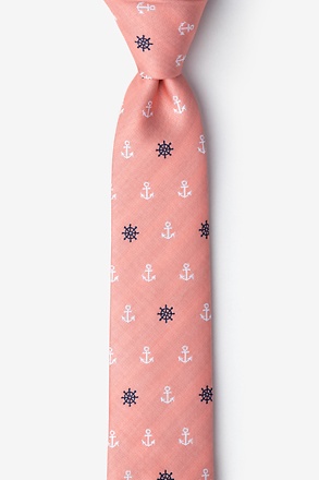 Anchors & Ships Wheels Coral Skinny Tie