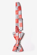 Coral & Silver Stripe Pre-Tied Bow Tie Photo (1)