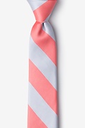 Coral & Silver Stripe Skinny Tie Photo (0)
