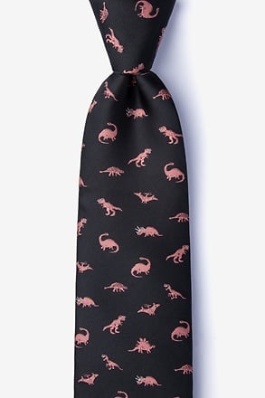 Coral Dinosaurs Roaming Extra Long Tie