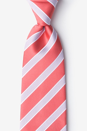 _Jefferson Stripe Coral Extra Long Tie_