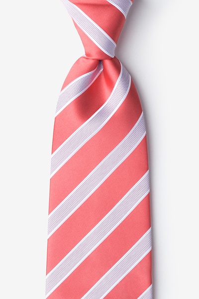 Coral Microfiber Jefferson Stripe Extra Long Tie