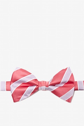 Jefferson Stripe Coral Pre-Tied Bow Tie