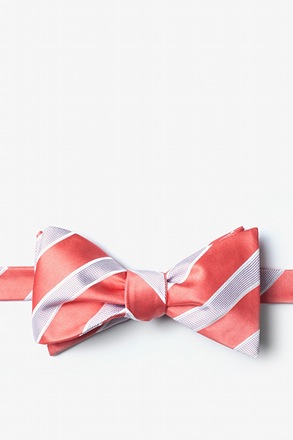 Jefferson Stripe Coral Self-Tie Bow Tie