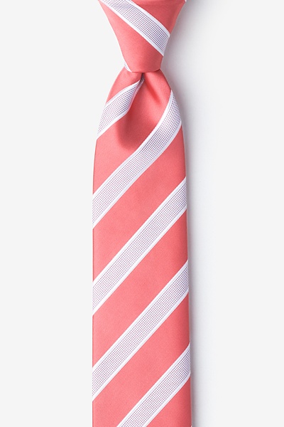 Coral Microfiber Jefferson Stripe Skinny Tie