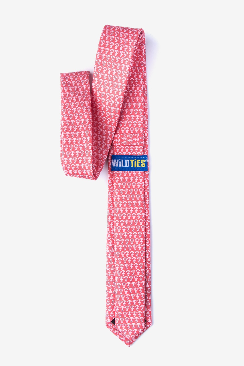 Small Anchors Coral Skinny Tie Photo (1)