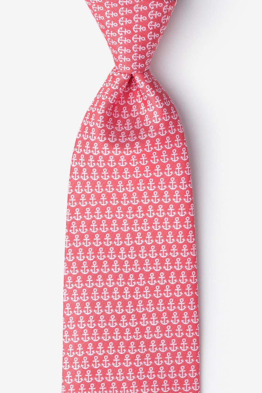 Small Anchors Coral Tie Photo (0)