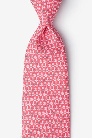 Small Anchors Coral Tie