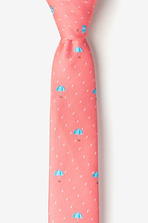 Umbrellas Coral Skinny Tie