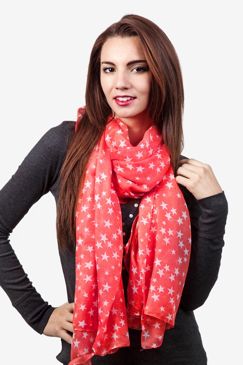 Coral Starry Night Scarf Photo (1)