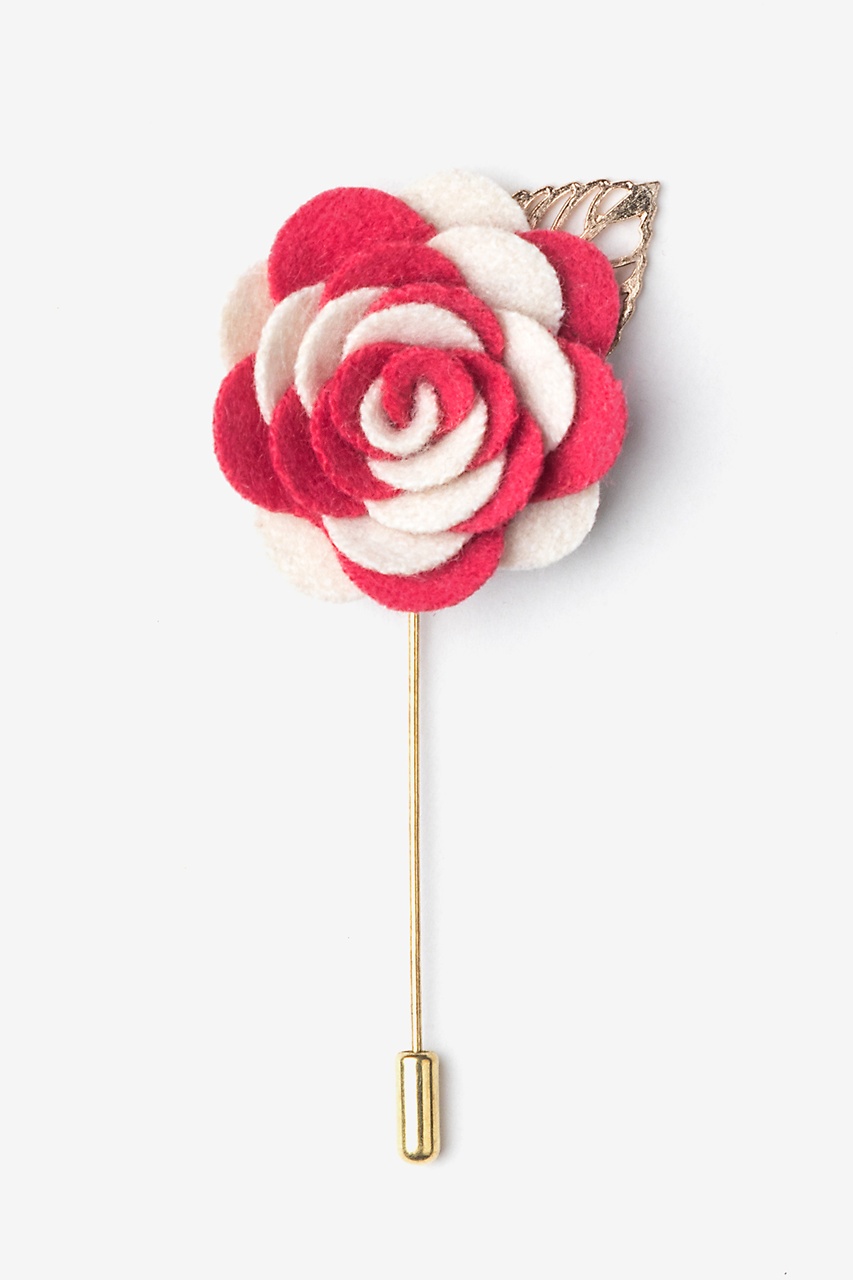 Two-toned Flower Gold Leaf Coral Lapel Pin Photo (0)