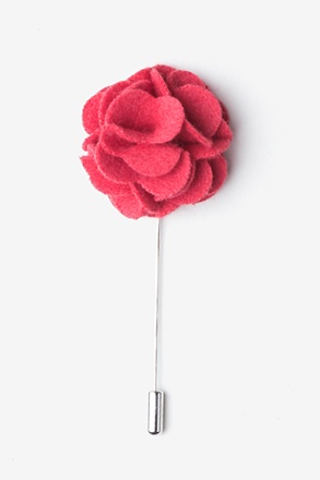 _Coral Wool Felt Flower Lapel Pin_