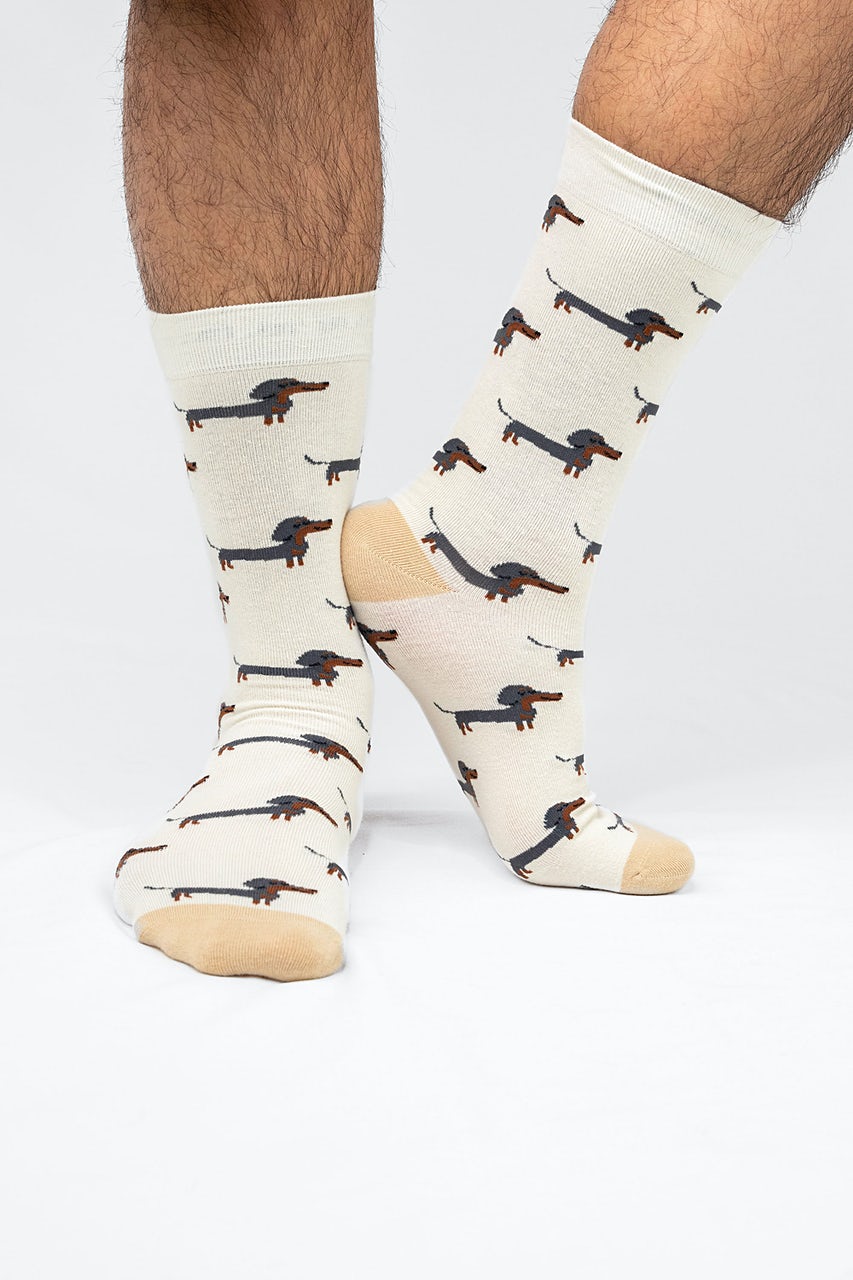 Dachshund | Weiner Dog Cream Sock Photo (2)
