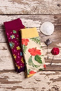 Hibiscus Floral Cream Sock Photo (1)