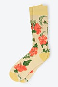 Hibiscus Floral Cream Sock Photo (0)