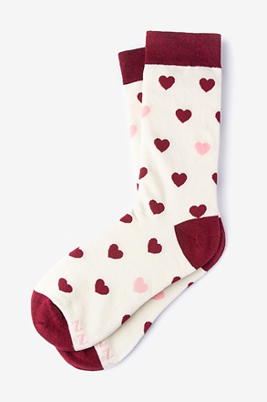 Love Hearts Cream Small-Medium Sock