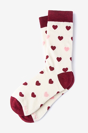 _Love Hearts Cream Women's Sock_