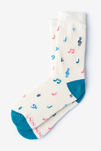 Cream Carded Cotton Music to My Toes Small-Medium Sock