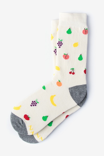 Cream Carded Cotton My Favorite Pear Small-Medium Sock