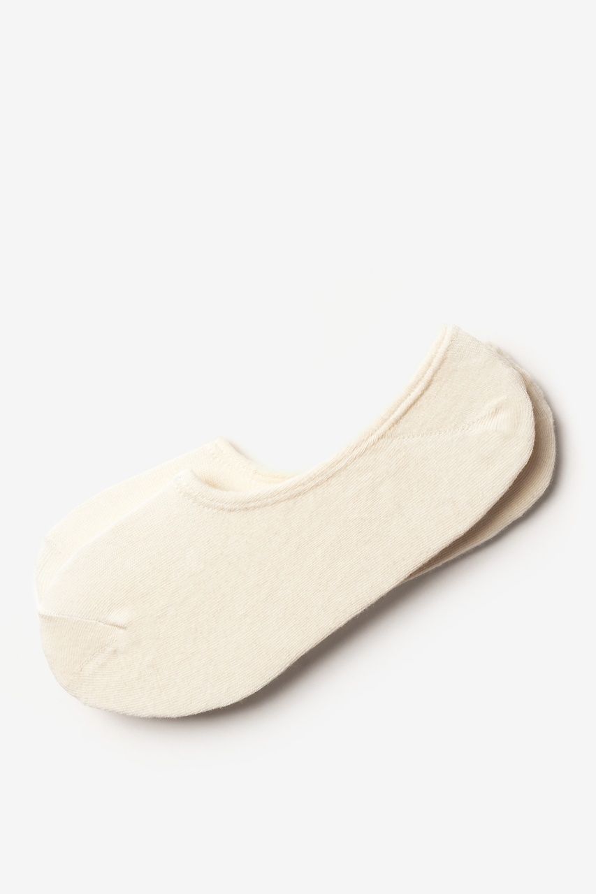 Cream Carded Cotton Solid Cream No-Show Sock | Ties.com