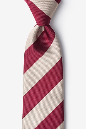 _Crimson & Cream Stripe Extra Long Tie_