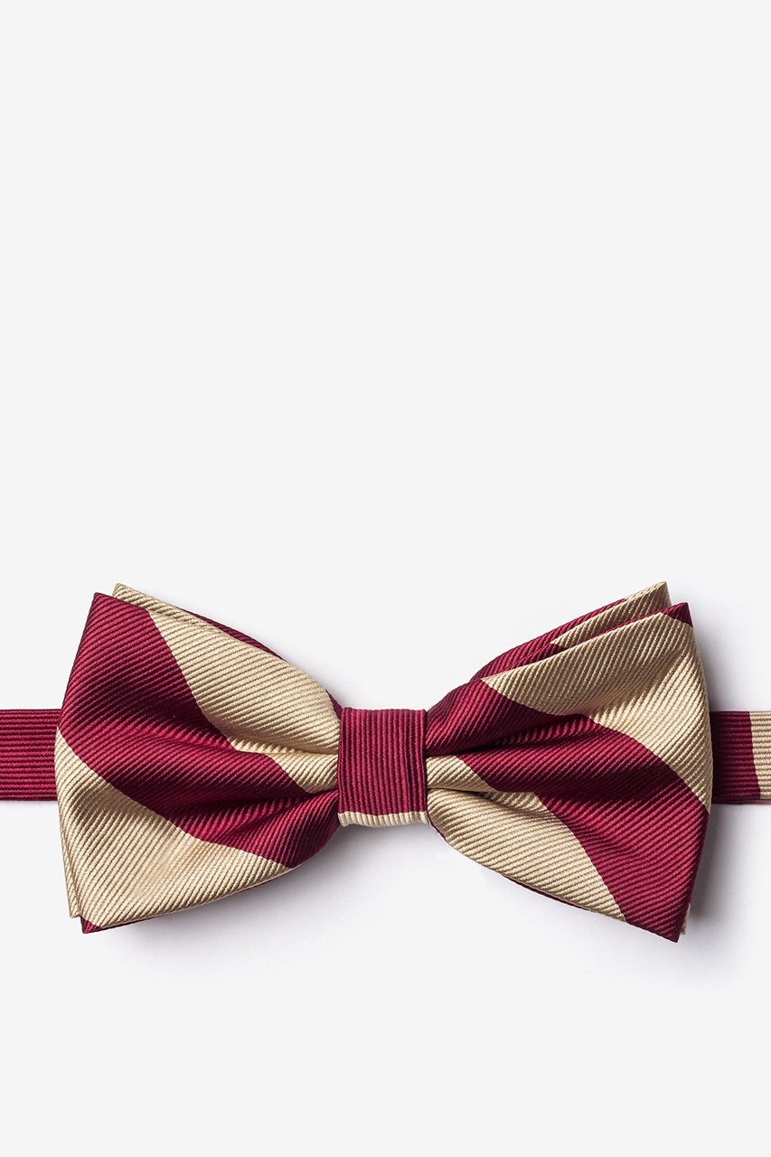 Crimson & Cream Stripe Pre-Tied Bow Tie Photo (0)