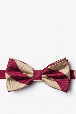 Crimson & Cream Stripe Pre-Tied Bow Tie